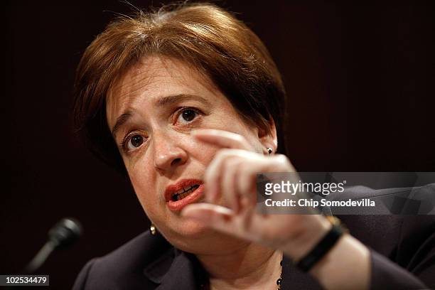 Supreme Court Justice nominee Elena Kagan answers questions from members of the Senate Judiciary Committee on the second day of her confirmation...