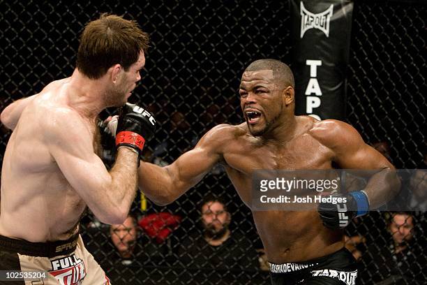 Rashad Evans def. Forrest Griffin 46 round 3 during the UFC 92 at MGM Grand Garden Arena on December 27, 2008 in Las Vegas, Nevada.
