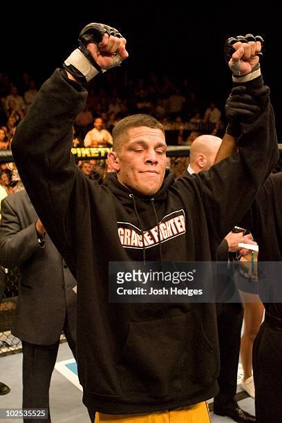 Nate Diaz def. Manny Gamburyan - Submission - :20 round 2 during The Ultimate Fighter 5 Finale at The Pearl at the Palms on June 23,2007 in Las...
