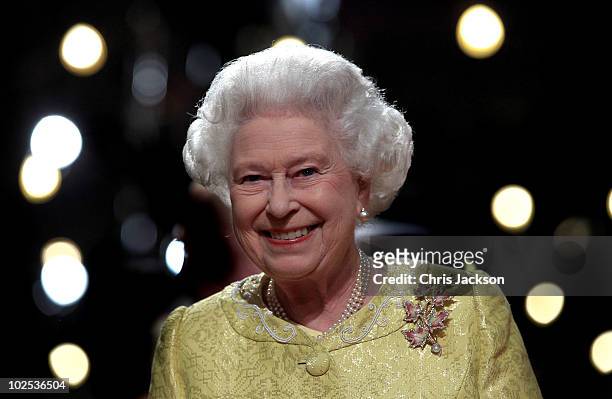 Queen Elizabeth II attends a reception for "A Celebration of Novia Scotia" at the Cunard Centre on June 29, 2010 in Halifax, Canada. The Queen and...
