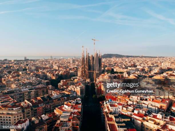 sagrada familia - barcelona aerial stock-fotos und bilder