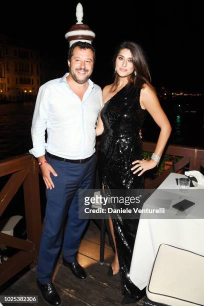 Italy's Deputy Premier and Minister of the Interior Matteo Salvini and Elisa Isoardi attend the Diva E Donna party during the 75th Venice Film...