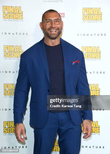 Dave Bautista attends the World Premiere of "Final Score" at Ham Yard Hotel on August 30, 2018 in London, England.