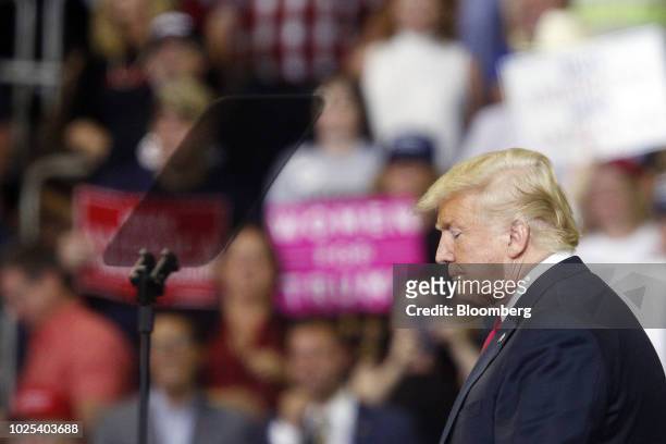 President Donald Trump attends a rally in Evansville, Indiana, U.S., on Thursday, Aug. 30, 2018. President Donald Trump wants to move ahead with a...