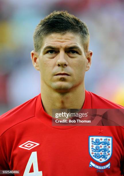Portrait of Steven Gerrard of England before the start of the 2010 FIFA World Cup South Africa Group C match between Slovenia and England at the...