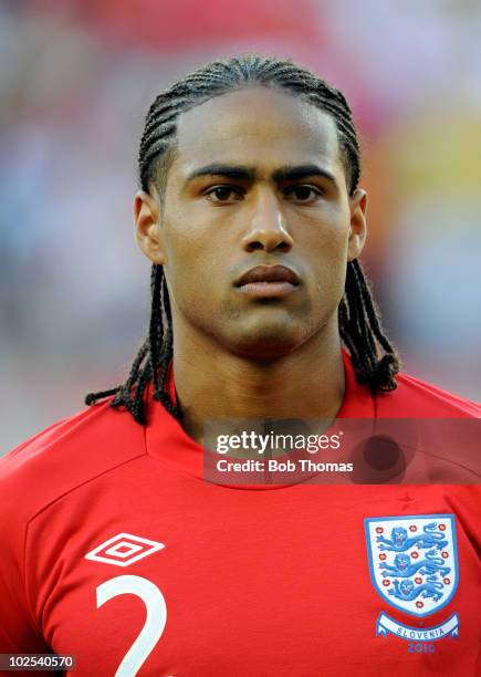Portrait of Glen Johnson of England before the start of the 2010 FIFA World Cup South Africa Group C match between Slovenia and England at the Nelson...