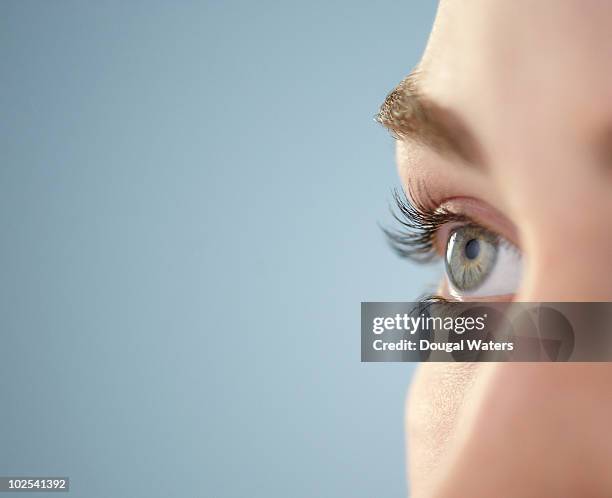 woman's eye, close up. - human eye close up stock-fotos und bilder