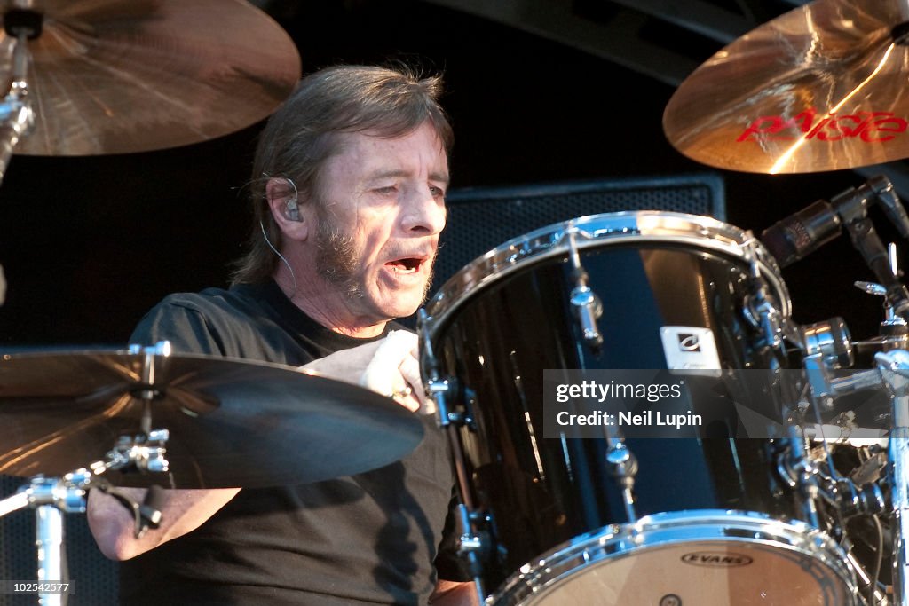 Phil Rudd Performance Clips Phil Rudd of AC/DC performs on stage on the first day of the Download ...