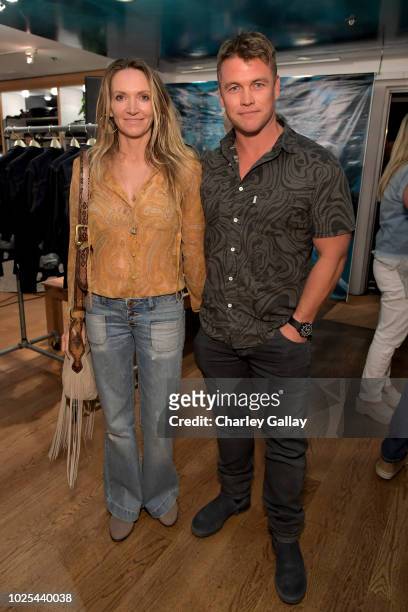 Samantha Hemsworth and Luke Hemsworth attend the launch of S.E.A. JEANS, celebrated by Outerknown, at Ron Herman Melrose on August 30, 2018 in Los...