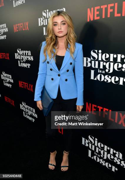 Giorgia Whigham attends the Los Angeles Premiere of the Netflix Film Sierra Burgess is a Loser at Arclight Hollywood on August 30, 2018 in Hollywood,...