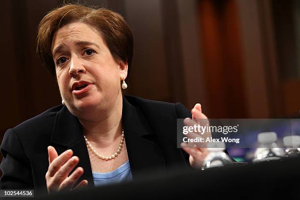 Supreme Court nominee Elena Kagan answers questions from members of the Senate Judiciary Committee on the third day of her confirmation hearings on...