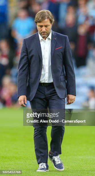 Olympiakos manager Pedro Martins during the UEFA Europa League Qualifying Second Leg match between Burnley and Olympiakos at Turf Moor on August 30,...