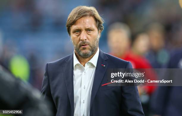 Olympiakos manager Pedro Martins during the UEFA Europa League Qualifying Second Leg match between Burnley and Olympiakos at Turf Moor on August 30,...