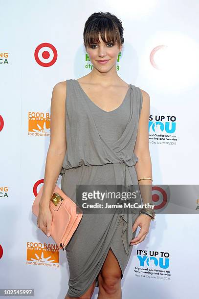 Katharine McPhee helped assemble 150,000 meals at the "Target Party for Good" on June 29 as part of the 2010 National Conference on Volunteering and...