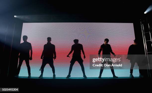 Band members from Why Don't We perform at Metro Theatre on August 31, 2018 in Sydney, Australia.