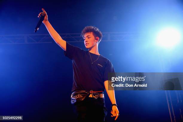 Zach Herron from Why Don't We perform at Metro Theatre on August 31, 2018 in Sydney, Australia.