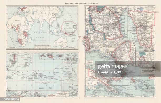 ilustrações, clipart, desenhos animados e ícones de mapas topográficos das antigas colônias alemãs, litografia, 1897 publicado - mariana islands