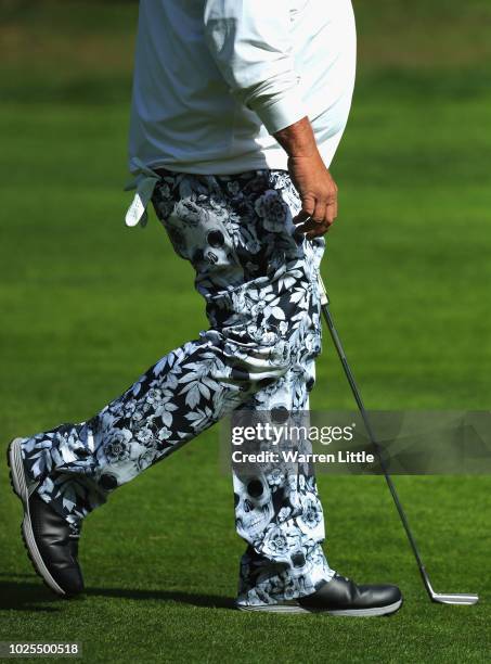 Detailed view of John Daly of the United States trousers during day two of the Made in Denmark played at the Silkeborg Ry Golf Club on August 31,...