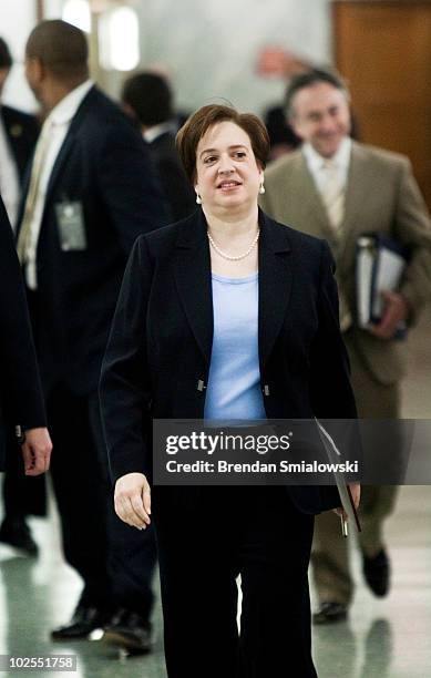 Supreme Court nominee Elena Kagan returns to her confirmation hearing before the Senate Judiciary Committee after a lunch break on Capitol Hill June...