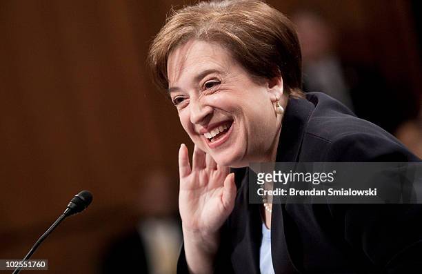 Supreme Court nominee Elena Kagan listens to a question from members of the Senate Judiciary Committee on the third day of her confirmation hearings...