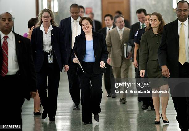 Supreme Court nominee Elena Kagan returns to her confirmation hearing before the Senate Judiciary Committee after a lunch break on Capitol Hill June...