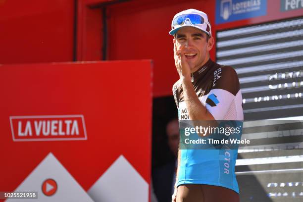 Podium / Tony Gallopin of France and Team AG2R La Mondiale / Celebration / during the 73rd Tour of Spain 2018, Stage 7 a 185,7km stage from...