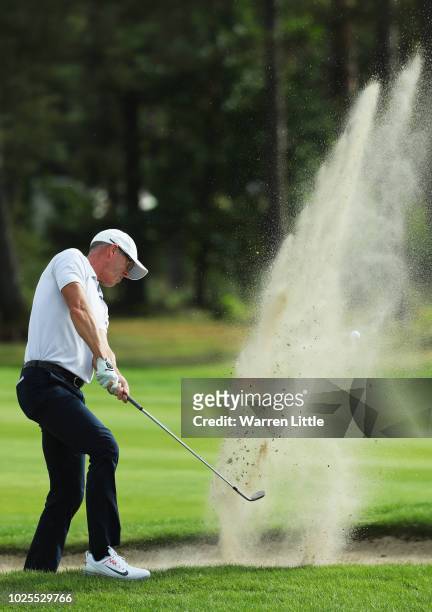 Richard Green of Australia plays his second shot on the 9th hole during day two of the Made in Denmark played at the Silkeborg Ry Golf Club on August...