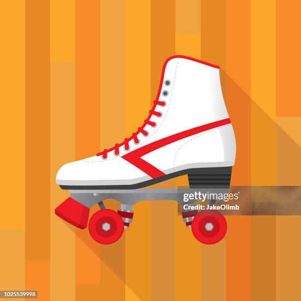 stockillustraties, clipart, cartoons en iconen met roller skate pictogram plat - rolschaatsen schaats