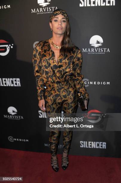 Actress Rachelle Leah arrives for the Premiere Of Cinedigm's "Silencer" held at Laemmle's Ahrya Fine Arts Theatre on August 30, 2018 in Beverly...