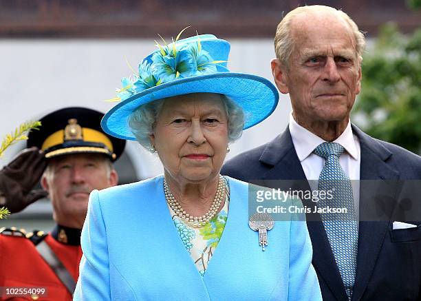 Queen Elizabeth II and Prince Philip, Duke of Edinburgh attend a garden party at Government House on June 30, 2010 in Ottawa, Canada. The Queen and...