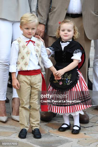Prince Jacques of Monaco and Princess Gabriella of Monaco attend the Monaco annual picnic on August 31, 2018 in Monaco Monaco.