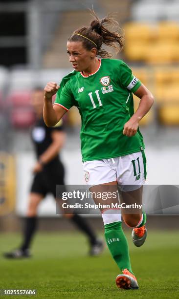 Dublin , Ireland - 31 August 2018; Katie McCabe of Republic of Ireland celebrates after scoring her side's fourth goal during the 2019 FIFA Women's...