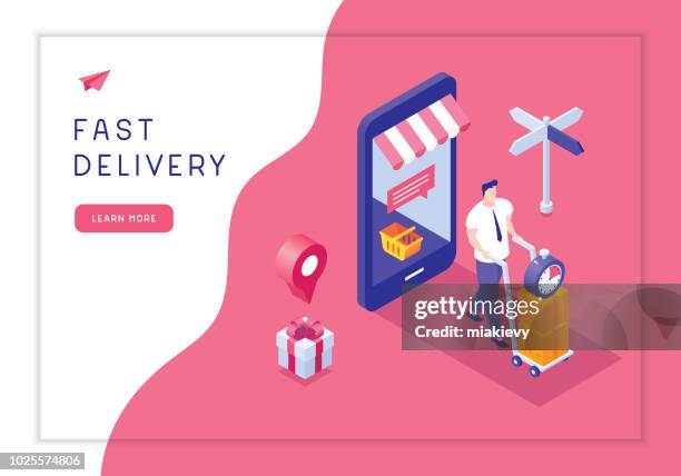 fast delivery - man shopping stock illustrations