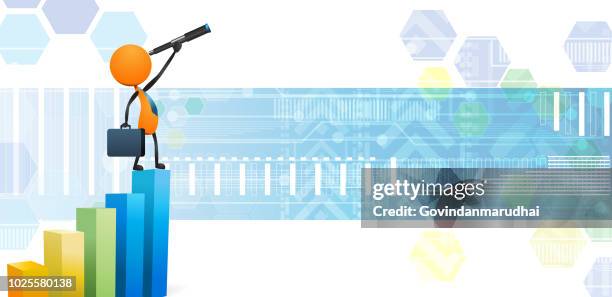 outlook with telescope on chart - personality development stock illustrations