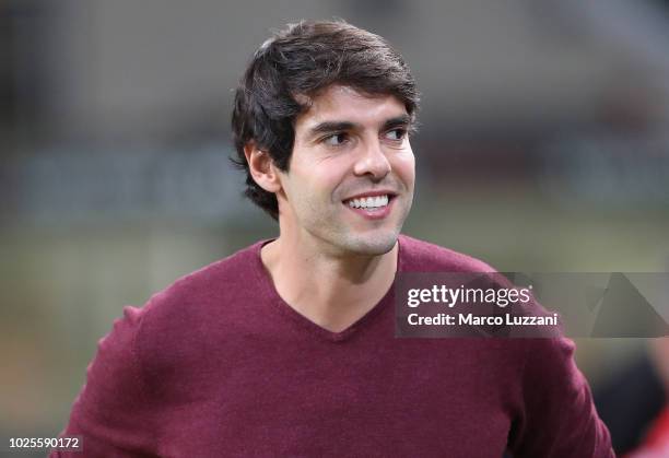 Ricardo Kaka looks on before the serie A match between AC Milan and AS Roma at Stadio Giuseppe Meazza on August 31, 2018 in Milan, Italy.