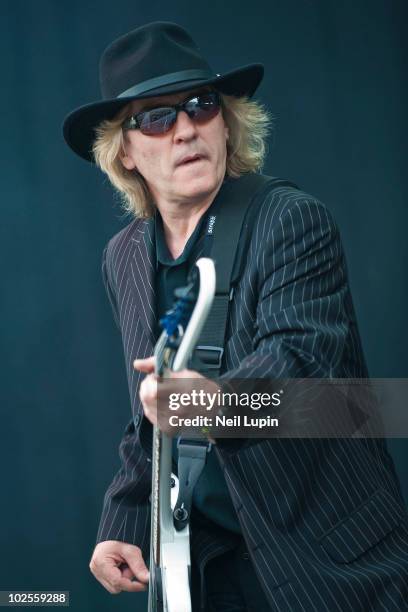 Merv Goldsworthy of British rock group FM performs on the main stage on the last day of the Download Festival at Donington Park on June 13, 2010 in...