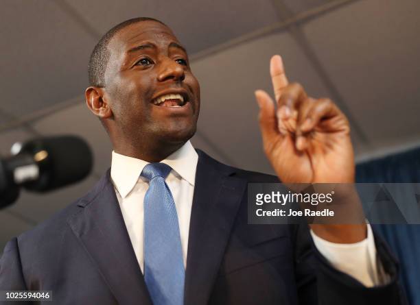 Andrew Gillum the Democratic candidate for Florida Governor speaks during a campaign rally at the International Union of Painters and Allied Trades...