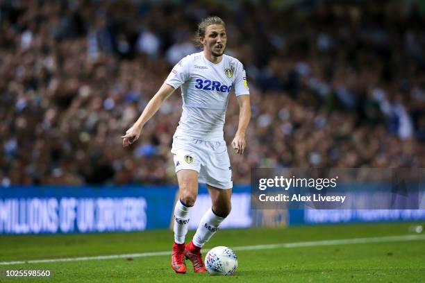 Luke Ayling of Leeds United runs with the ball during the Sky Bet Championship match between Leeds United and Middlesbrough at Elland Road on August...