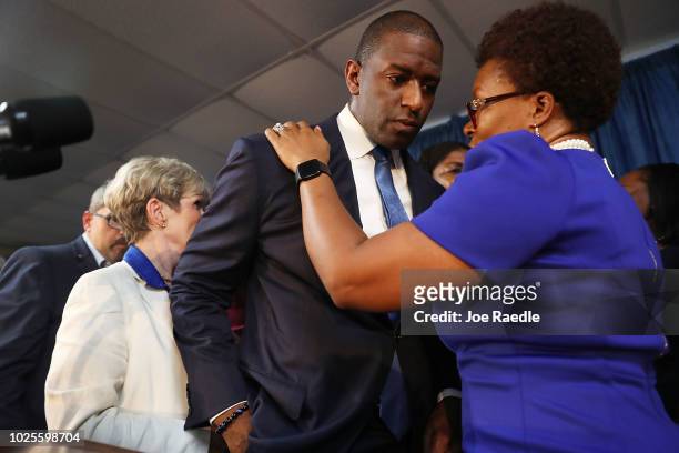 Andrew Gillum the Democratic candidate for Florida Governor greets people during a campaign rally at the International Union of Painters and Allied...