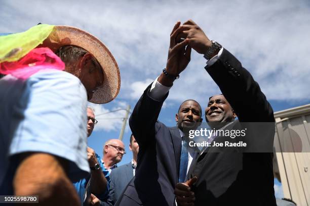 Andrew Gillum the Democratic candidate for Florida Governor greets people during a campaign rally at the International Union of Painters and Allied...