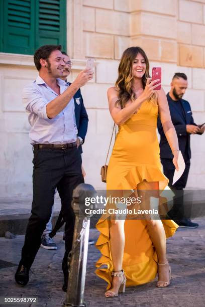 Riccardo Nicoletti and Francesca Ferragni attend the pre wedding party on August 31, 2018 in Noto, Italy.