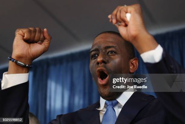 Andrew Gillum the Democratic candidate for Florida Governor speaks during a campaign rally at the International Union of Painters and Allied Trades...