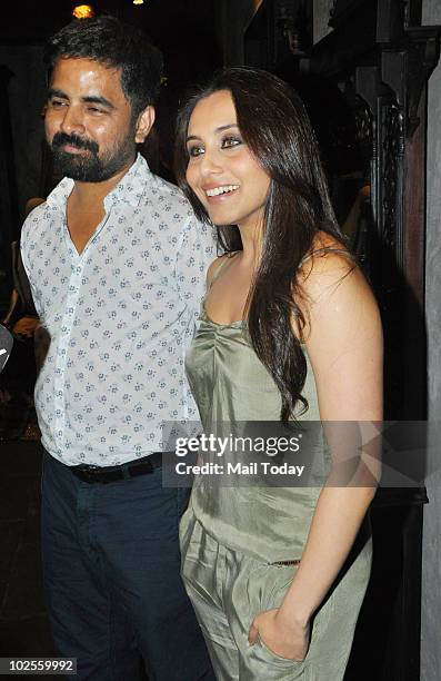 Rani Mukherjee with designer Sabyasachi at the opening of his new store in Mumbai on June 30, 2010.