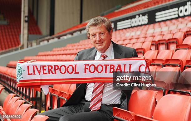 Roy Hodgson is unveiled as the new Liverpool FC manager at Anfield on July 01, 2010 in Liverpool, England.