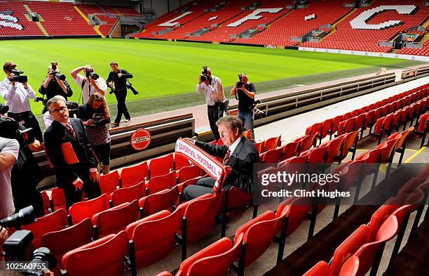 Roy Hodgson is unveiled as the new Liverpool FC manager at Anfield on July 01, 2010 in Liverpool, England.