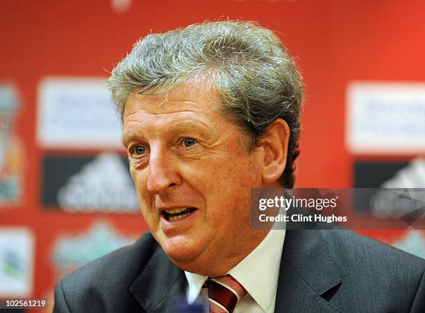 Roy Hodgson is unveiled as the new Liverpool FC manager at Anfield on July 01, 2010 in Liverpool, England.