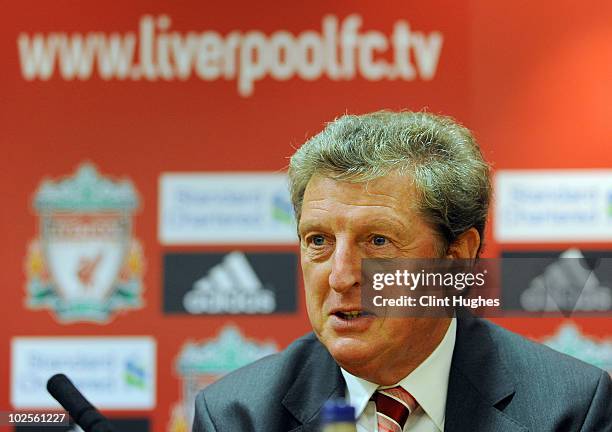 Roy Hodgson is unveiled as the new Liverpool FC manager at Anfield on July 01, 2010 in Liverpool, England.