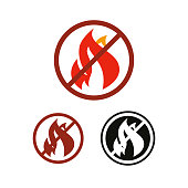 Stop fire and no flame vector icon