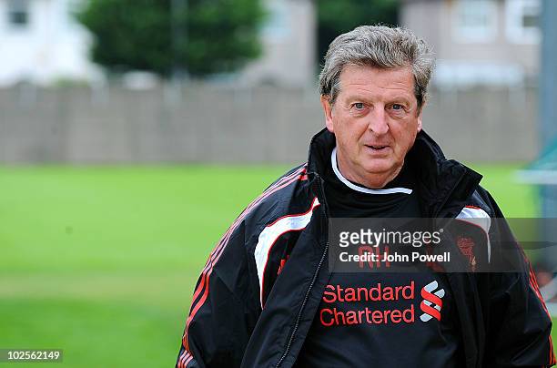 Roy Hodgson manager of Liverpool FC during a training session on the day he was unveiled as the club's new manager at Melwood training ground on July...