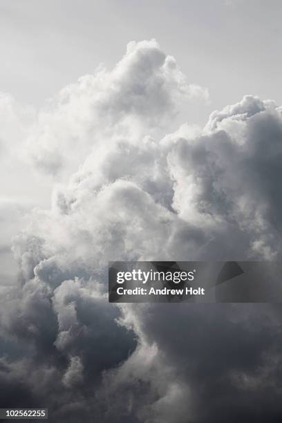 silver grey cumulus cloud mass in sky - ominous stock-fotos und bilder